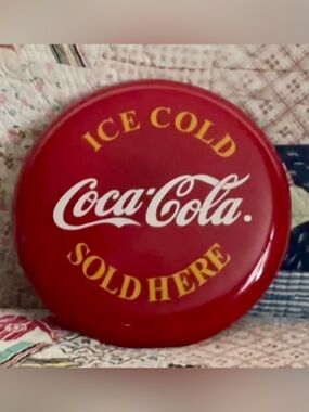 RETRO 12 inch Coca-Cola • COKE Button - Metal Round Sign